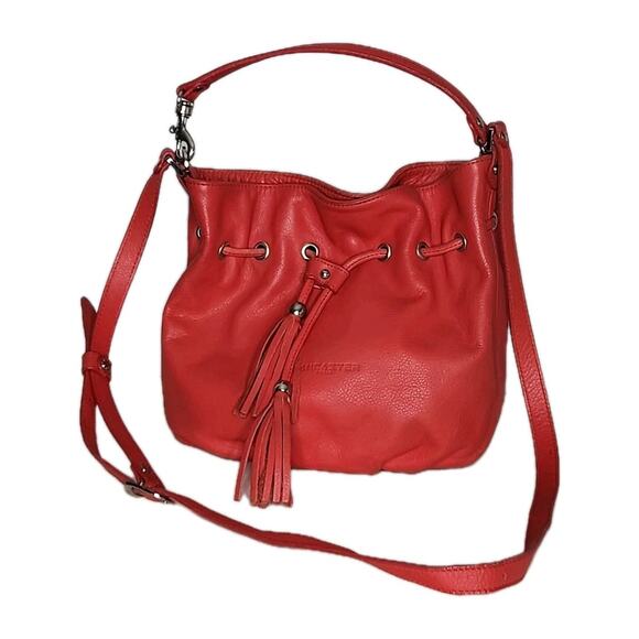 Lancaster Paris Handbags - Vintage Y2K Lancaster Paris Red Bucket Drawstring Leather Crossbody bag